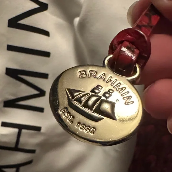 Brahmin Red Crocodile-Embossed Satchel - Picture 9 of 9